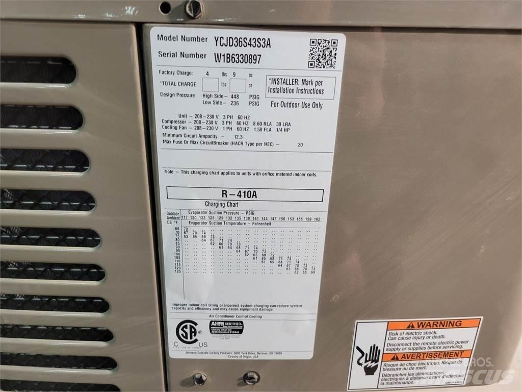 York YCJD36S43S3A Оборудване за отопление и размразяване