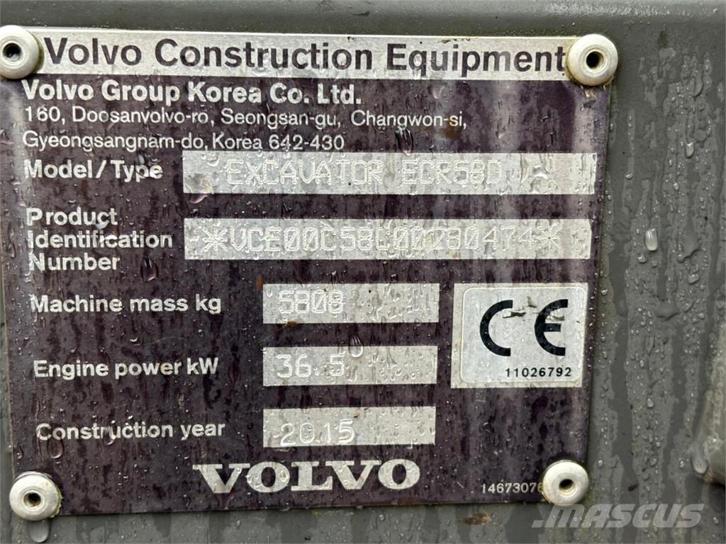Volvo ECR 58 D Мини екскаватори < 7 т