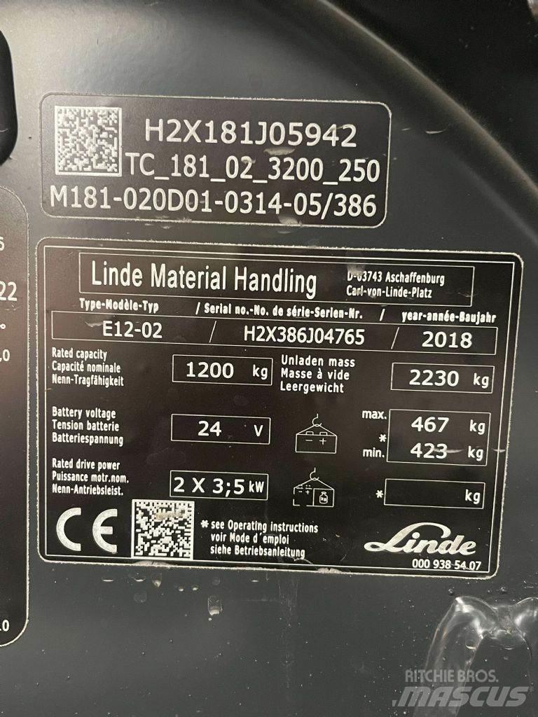 Linde E12-02-386 Електрически вилични кари-повдигачи