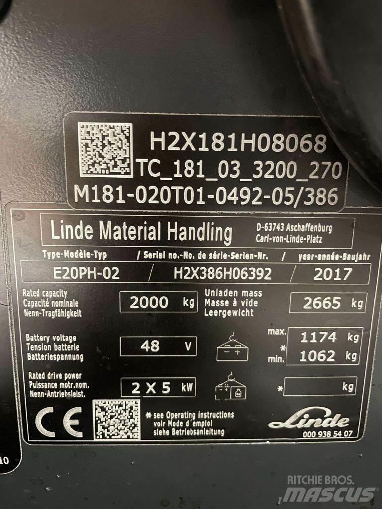 Linde E20PH-02-386 Електрически вилични кари-повдигачи