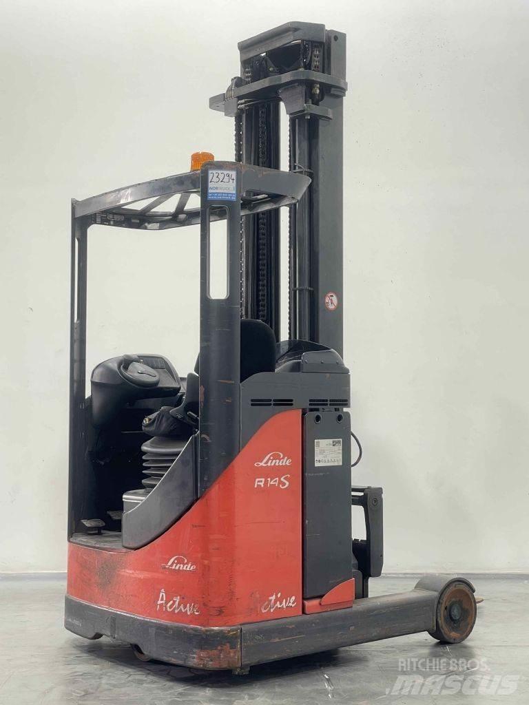 Linde R14-115 Ретрак/ Високоповдигач с изместване на вилката напред
