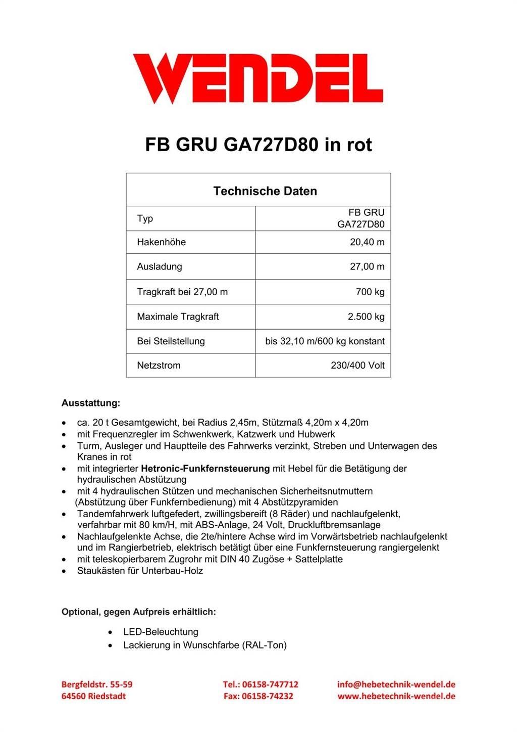 FB GRU GA727D80 Мачтови кранове