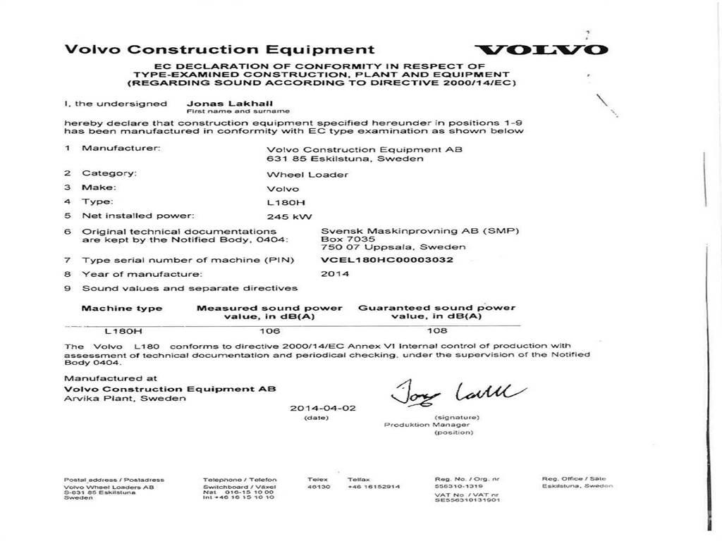 Volvo L180H Колесни товарачи