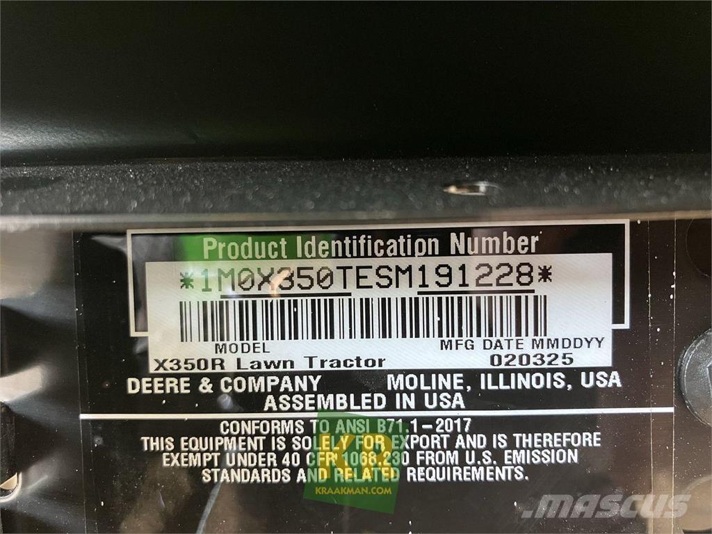 John Deere X350R Тракторни косачки
