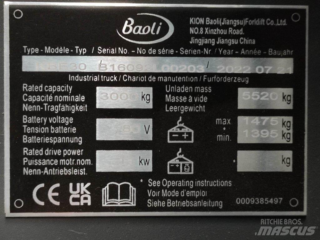 Baoli KBE30 Електрически вилични кари-повдигачи