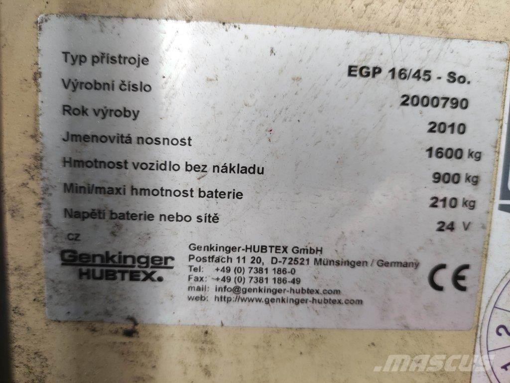 Hubtex EGP16/45-So Колички високоповдигачи с теглич