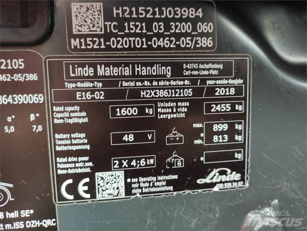 Linde E16-02-386-EVO Електрически вилични кари-повдигачи