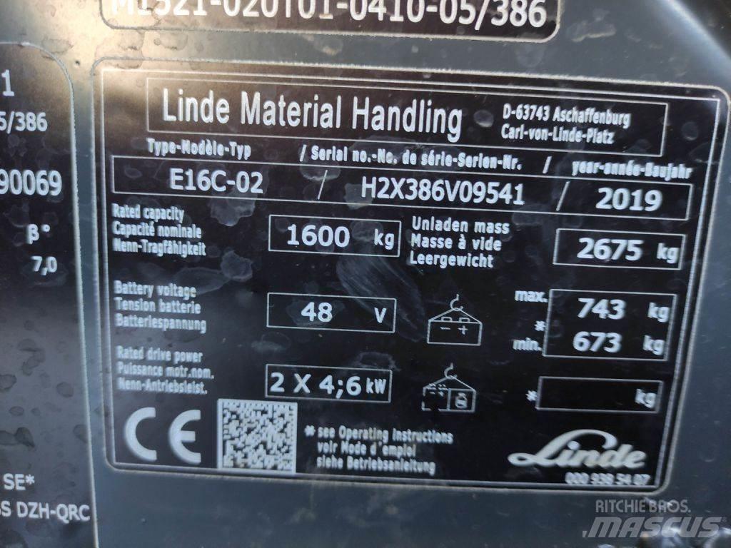 Linde E16C-02-386 EVO Електрически вилични кари-повдигачи