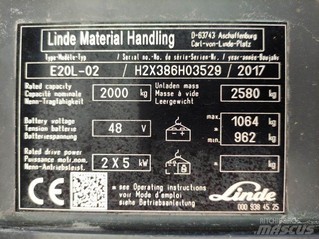 Linde E20L-02-386 Електрически вилични кари-повдигачи