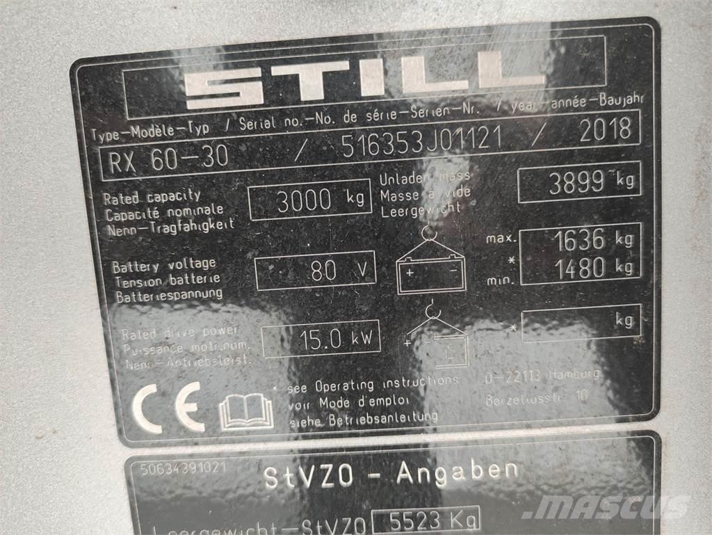 Still RX60-30 Електрически вилични кари-повдигачи