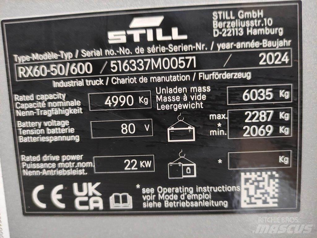 Still RX60-50/600 Електрически вилични кари-повдигачи